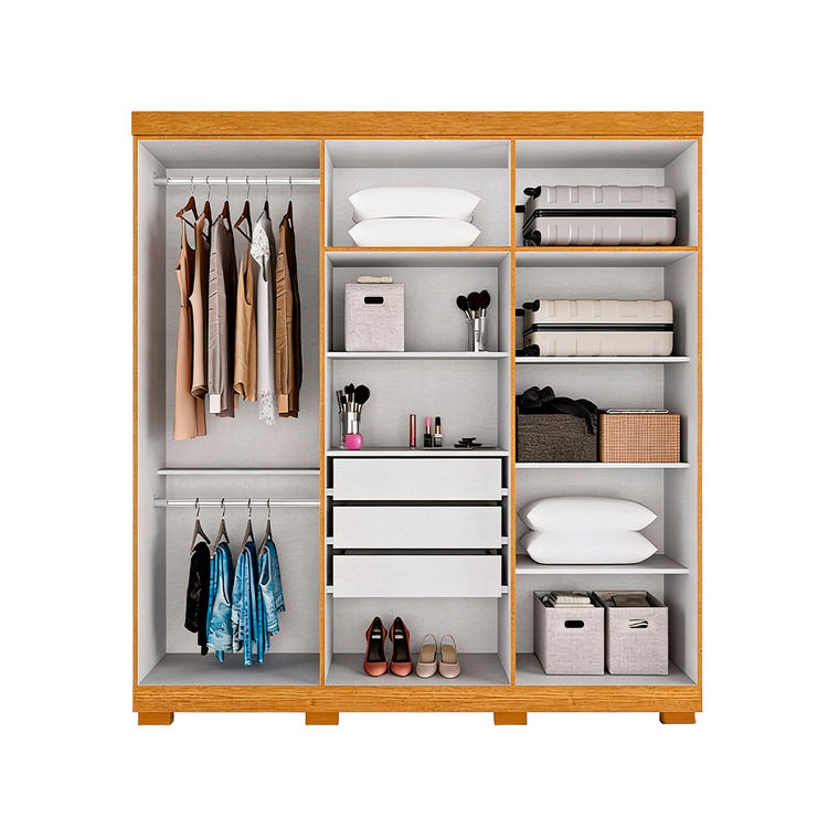 Roupeiro Agata 6 Portas MDP com Espelho Cinamomo ACP Moveis