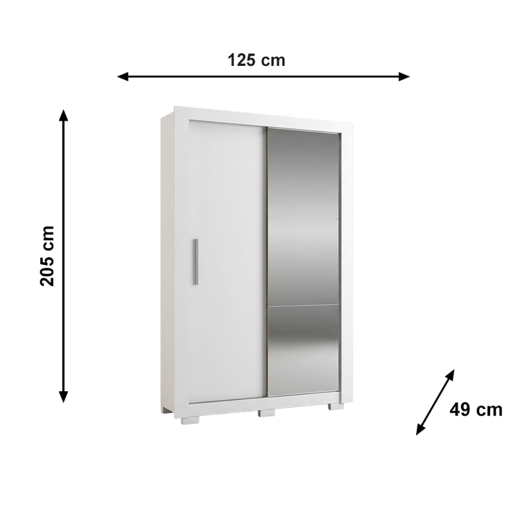 Roupeiro 2 Portas Apollo com Pés e com Espelho Branco Josan