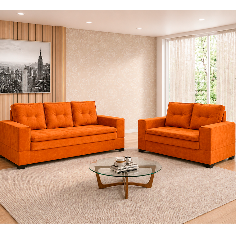Conjunto de Sofa 2x3L Valencia Veludo Terracota T08 JW Estofados