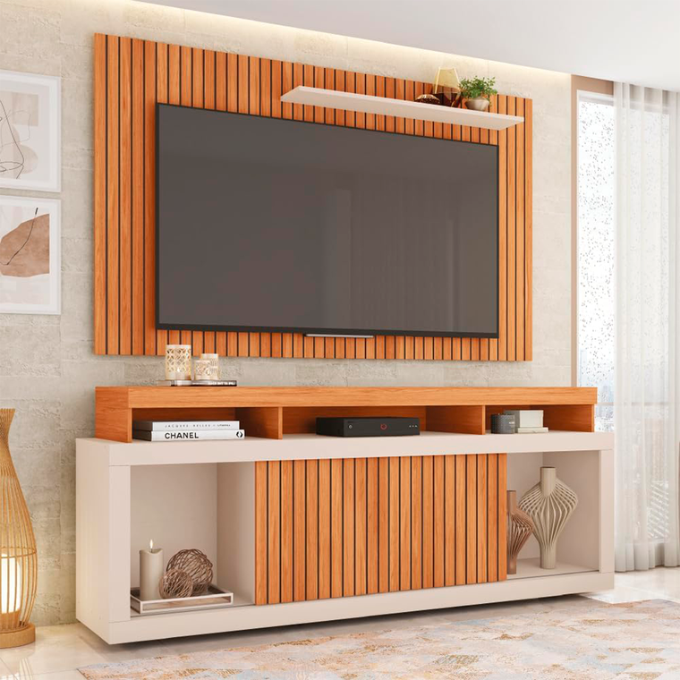Bancada + Painel New Oscar Freijo/Off White Caemmun 