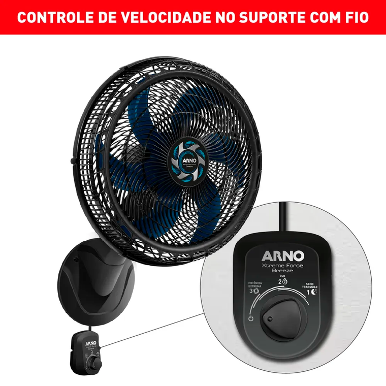 Ventilador 50CM Xtreme VB51 Parede Preto 220V Arno