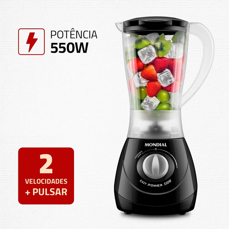 Liquidificador 2V Easy Power L-550 550W 220V Preto Mondial 