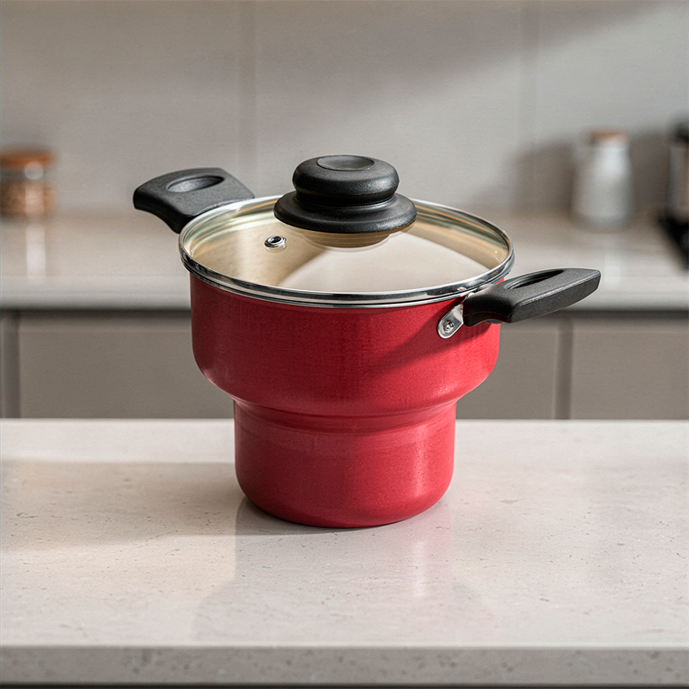 Cuscuzeira AA 16/000904 com Tampa de Vidro Cereja/Creme Única Luz