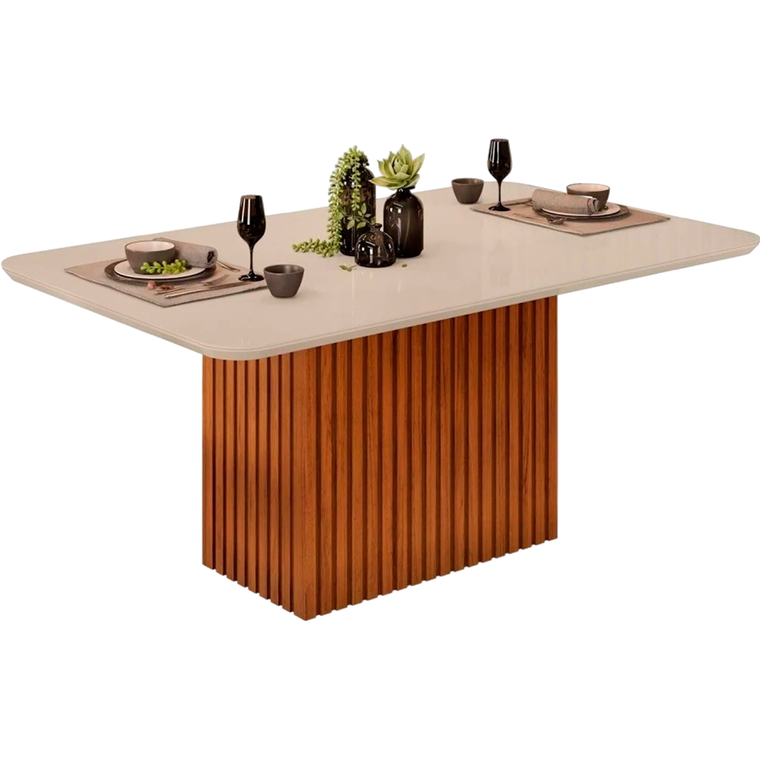 Conjunto Mesa Canes T Chanf Curvo MD/VD 1200x900x22 Cedro/Off 4C Julia CDR/V Lunar DJ Moveis