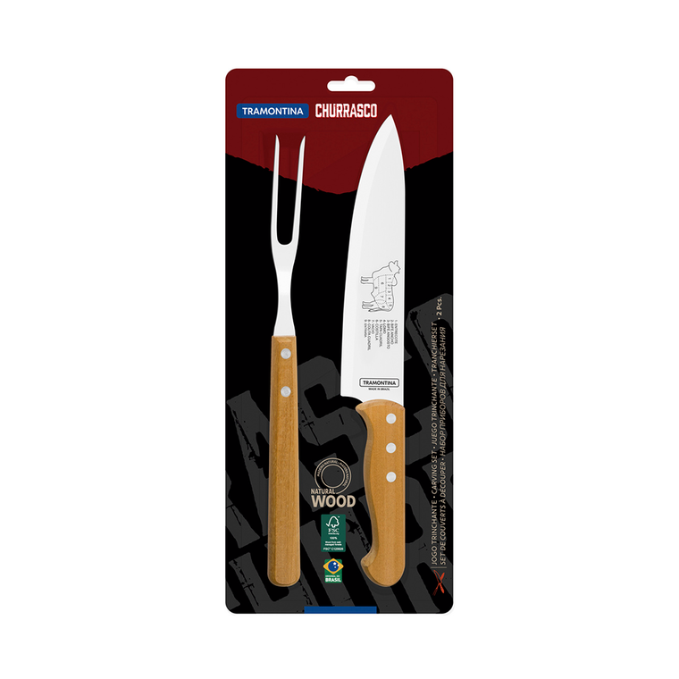 Jogo Trinchante 2 Peças Cabo de Madeira 22399074 Tramontina