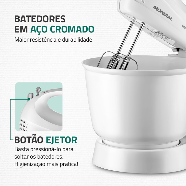 Batedeira 3V Pratica B-44  400W Branco Mondial