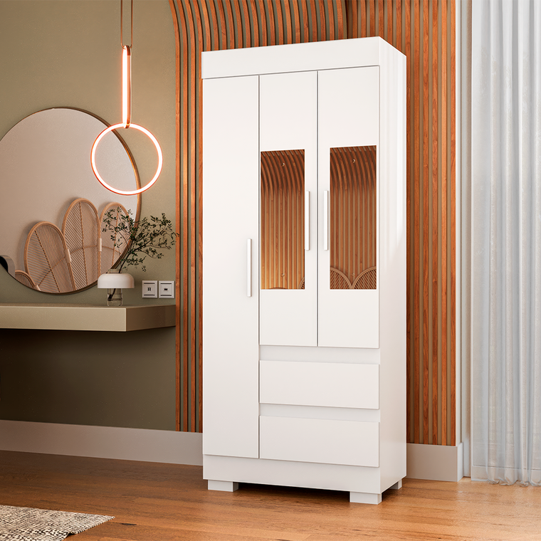 Roupeiro Maya 3P MDP Branco ACP MOVEIS