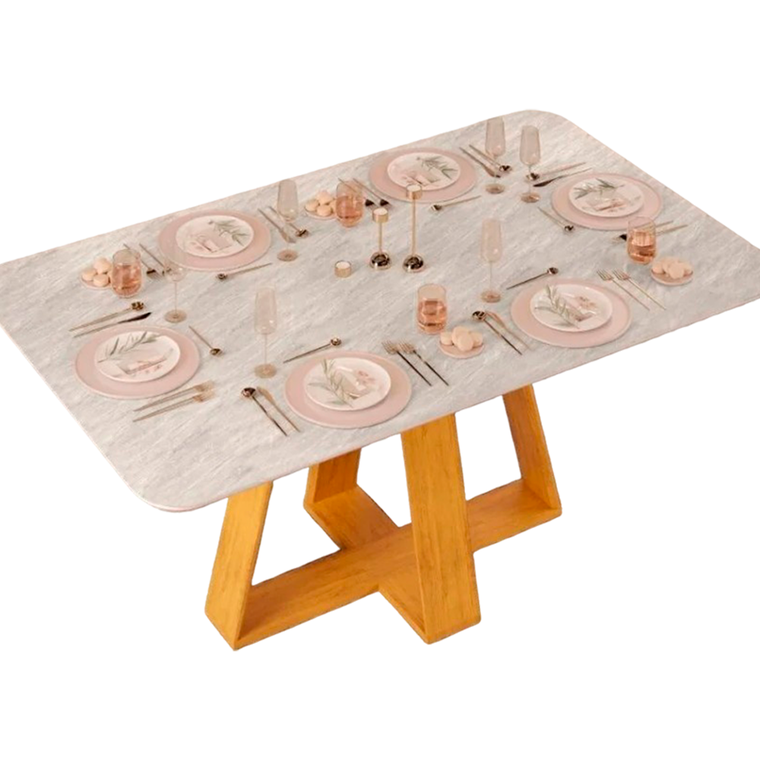 Mesa Celeste Tampo Chanf Cedro/Quartzo DJ Moveis 1/2