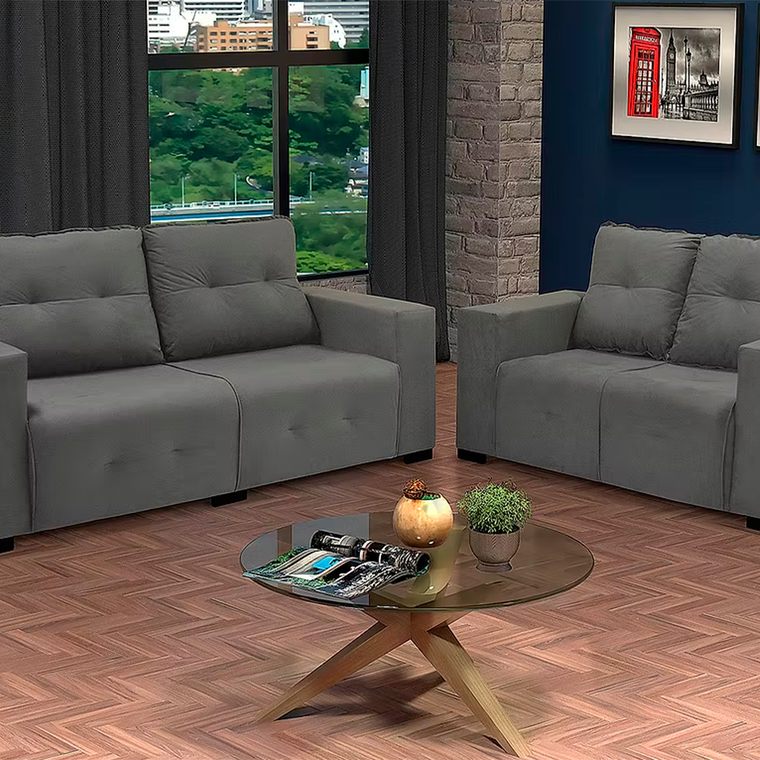Sofa 2x3L Sena Vellus Light Castor J.A ESTOFADOS