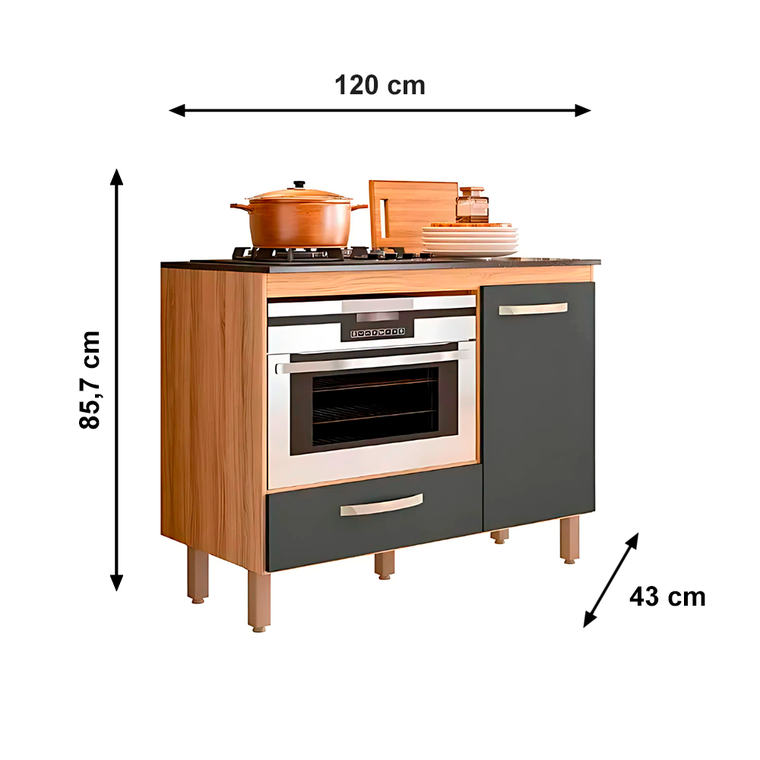 Balcão Fit Freijo/Chumbo C/TPO Nicioli