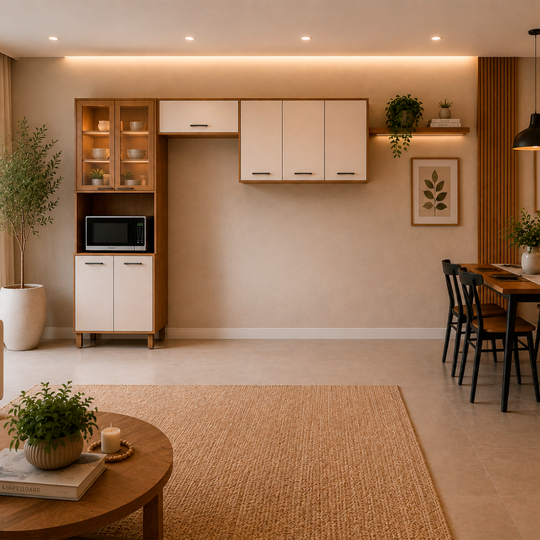 Cozinha Paolla IPE/Off White Cristal 2 Portas com Vidro Nicioli