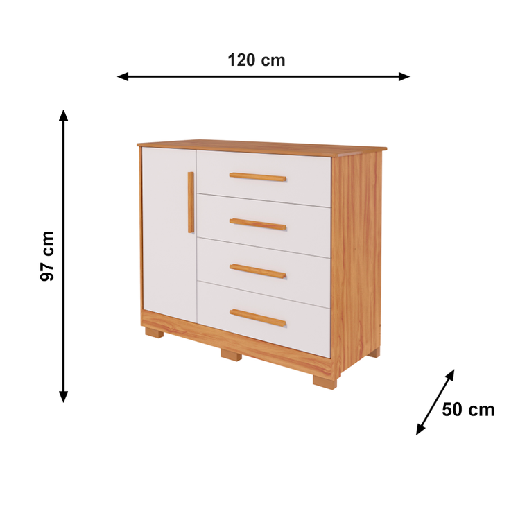 Comoda 1P Charlo Lisa Branco Brilho/Amendoa Peroba