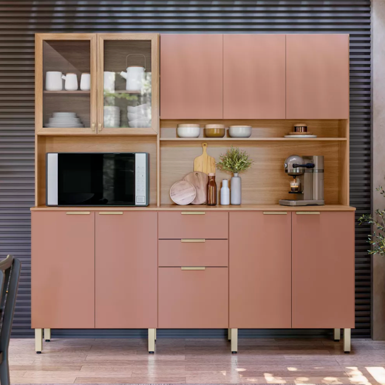 Cozinha Compacta 10 Portas 2 Gavetas Amora Amendola/Marsala Prime TX Demobile