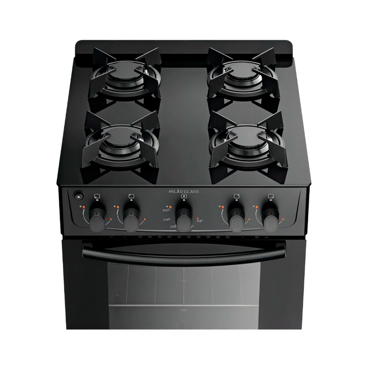 Fogão 4B Milão Glass Preto Atlas