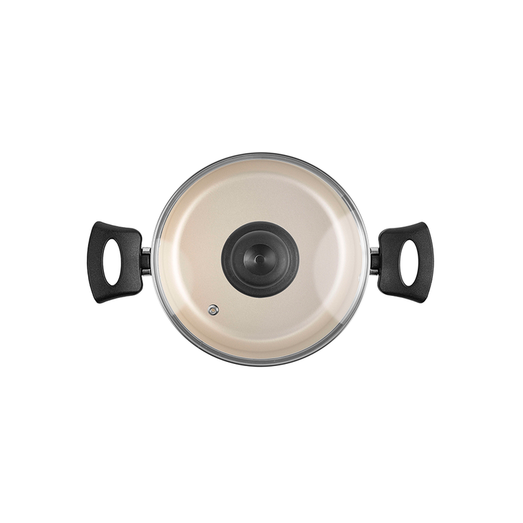 Kit Caçarola 5 Peças com Tampa de Vidro 000462 Cereja/Creme Única Luz