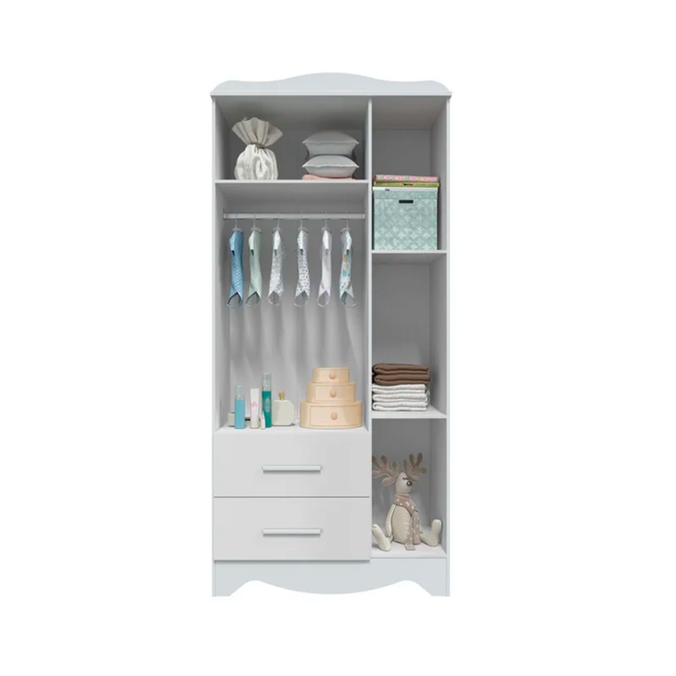 Roupeiro Clara 3 Portas Plus Branco Brilho Peroba 