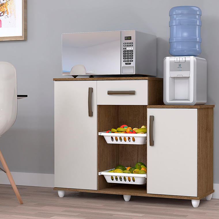 Fruteira Ayla Com Pe Cinamomo/Off White Josan