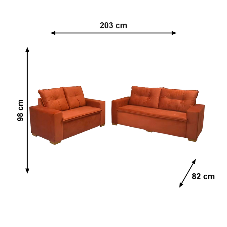 Conjunto Sofa Icaro Veludo Light Grafite J.A ESTOFADOS