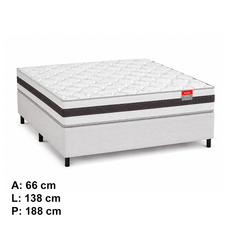 Conjunto Box Casal Master Molas Ensacadas 138x24 + Base Prisma 138x42 Reconflex