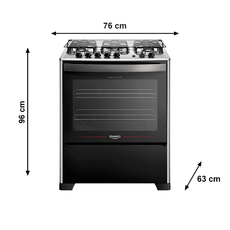 Fogão 5B Magister Preto/Inox Dako/Atlas