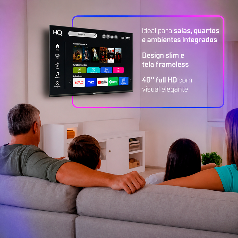 Smart Tv HQ 40" Full Hd Android 12 Design Slim HQS40NKHM