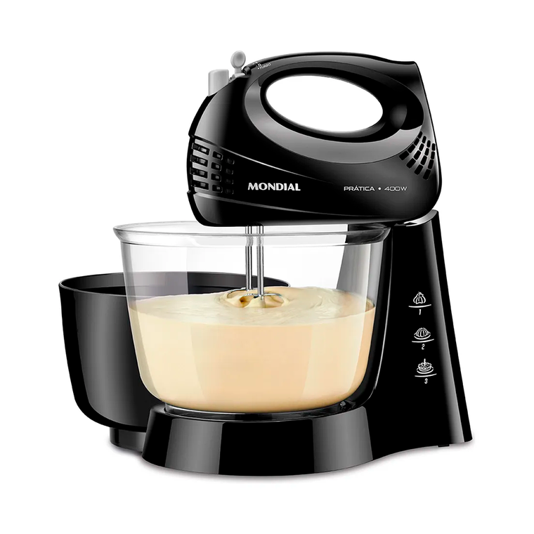 Batedeira 3V B-45 2 Tigelas 400w Preto/Inox Mondial