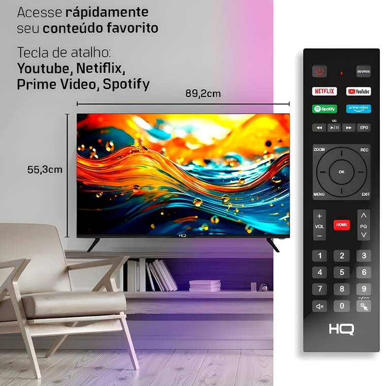 Smart Tv HQ 40" Full Hd Android 12 Design Slim HQS40NKHM
