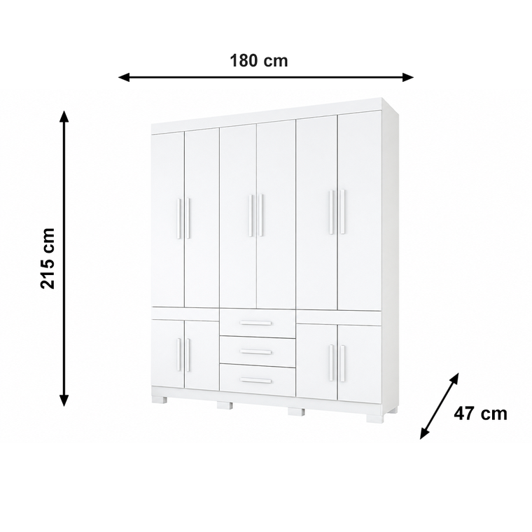 Roupeiro Safira 10 Portas com Pés Branco Josan