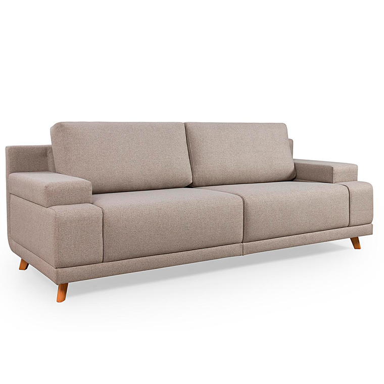 Sofa Roma Chaise Ripado Cinza Primor Estofados