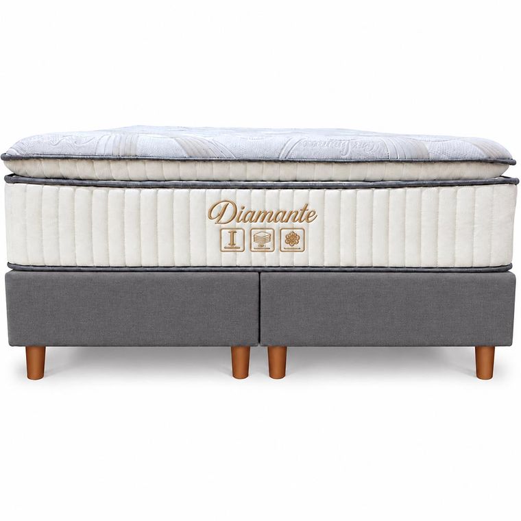Conjunto Box King Diamante com Pillow Top Molas Ensacadas 193x84 Softflex