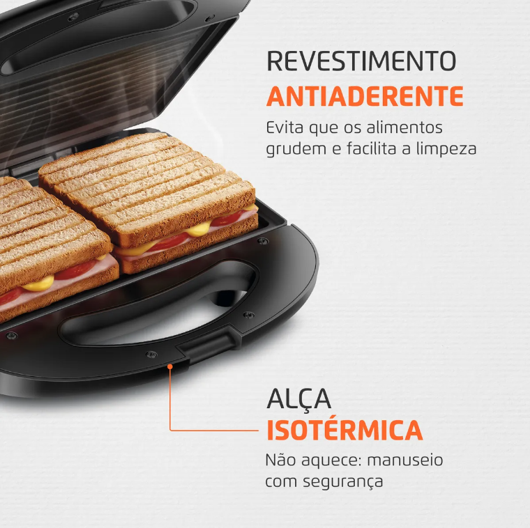 Sanduicheira SN-01 Pratic 750W Preto Mondial