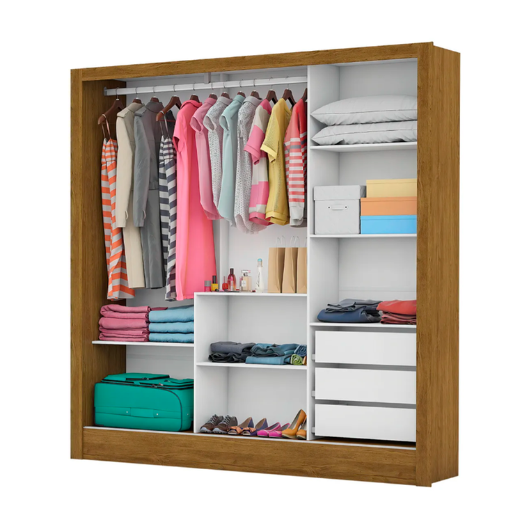 Roupeiro 3 Portas Santiago Plus Gold Cinamomo/Off White Carioca