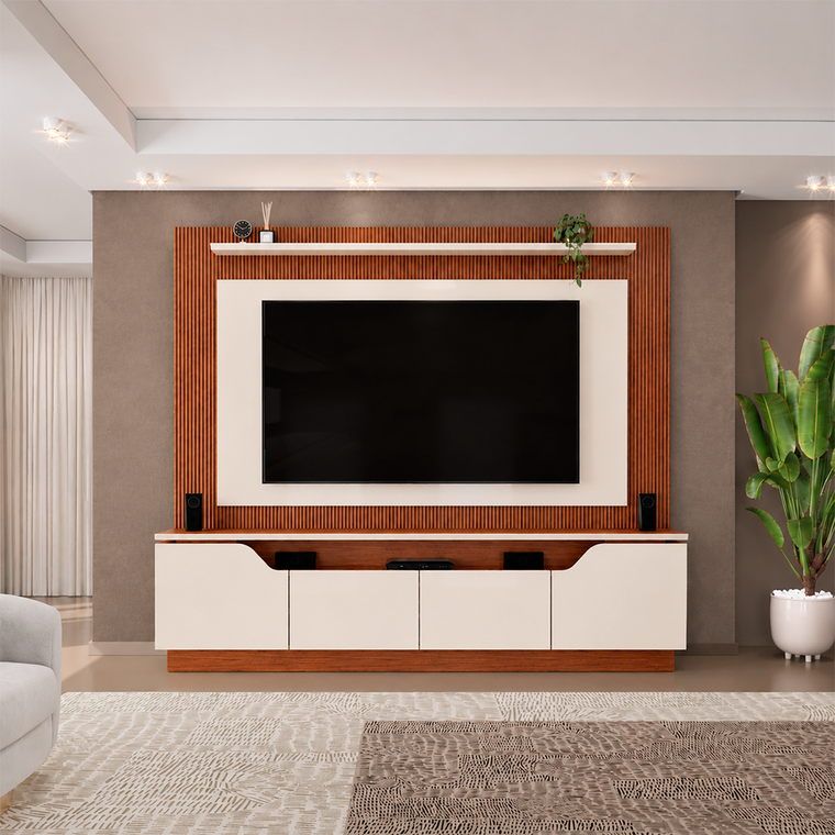Home Titan com Pés Off White/Freijo DJ Moveis