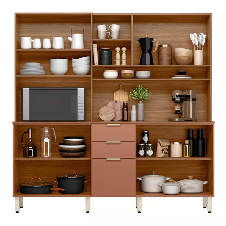 Cozinha Compacta 10 Portas 2 Gavetas Amora Amendola/Marsala Prime TX Demobile