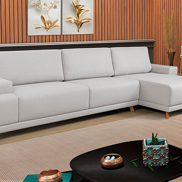 Sofa Roma Chaise Rpiado Tecido Linho Estofados Primor