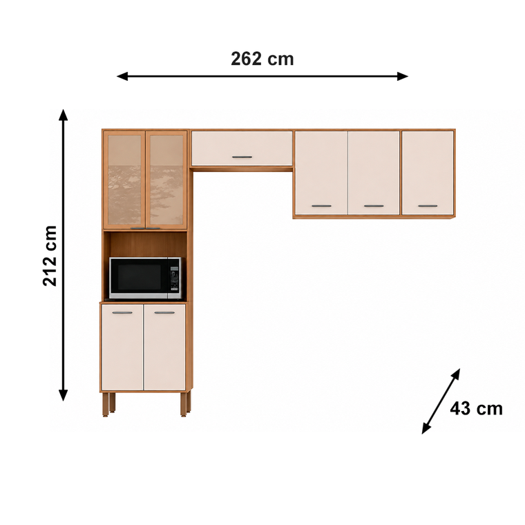 Cozinha Paolla IPE/Off White Cristal 2 Portas com Vidro Nicioli