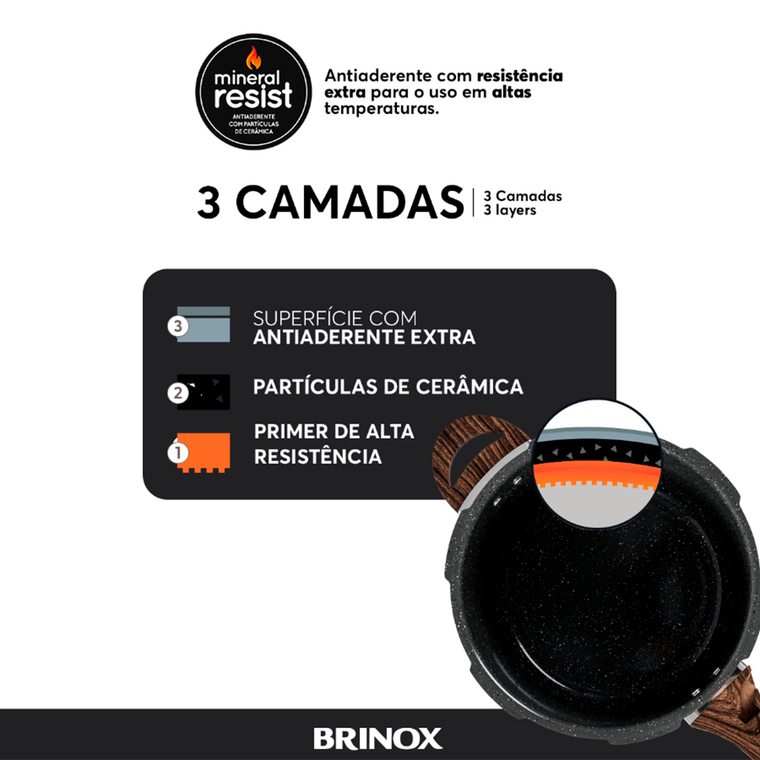 Panela de Pressão 4,2L Life Pressure Antiaderente Granito Brinox 