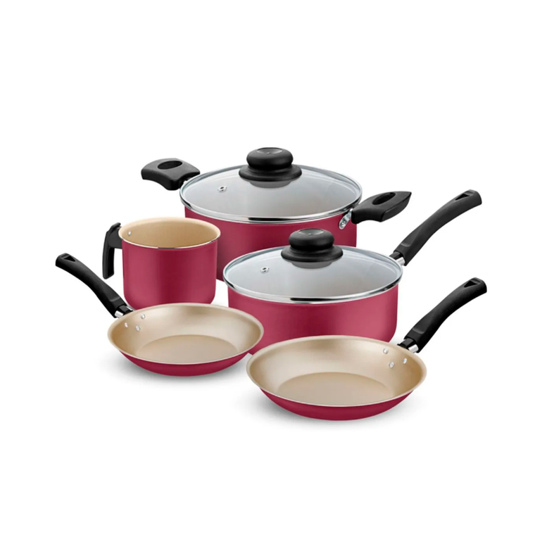 Kit Panelas Clarity 5 Peças 000791 Cereja/Creme Única Luz