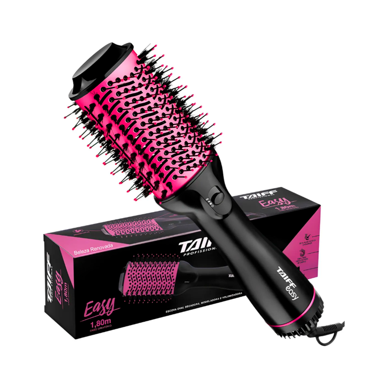 Escova Secadora Oval Easy 1200w Preto/Rosa Taiff