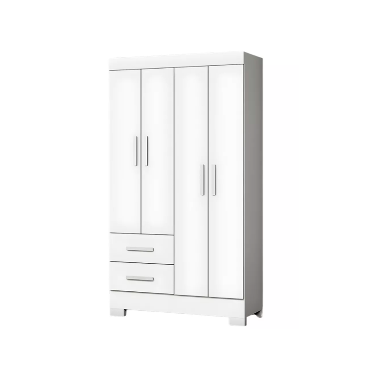 Roupeiro 4 Portas Olimpio com Pé Branco Josan