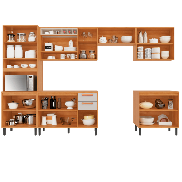 Kit Cozinha Napoles 6 Peças CInamomo/Off  White Itatiaia