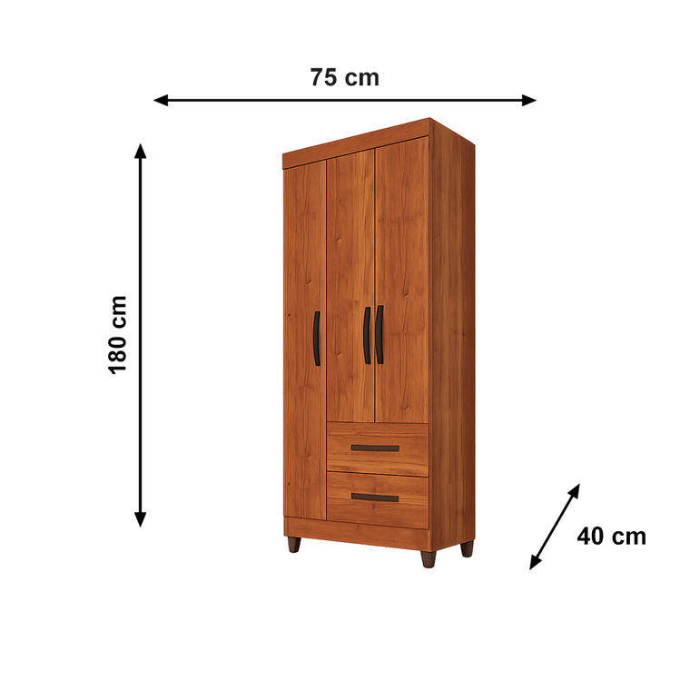 Roupeiro 3P Estrela Premium C/4 Pés S/Esp Branco Salleto