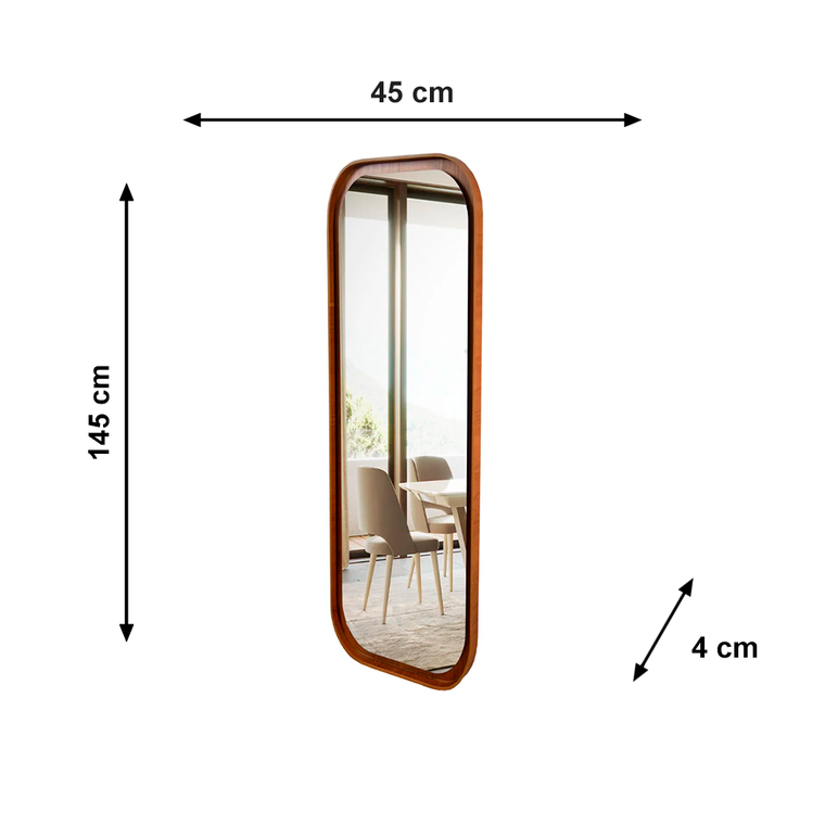 Espelho Onix Slim Cinamomo 150x45 Fino Tok
