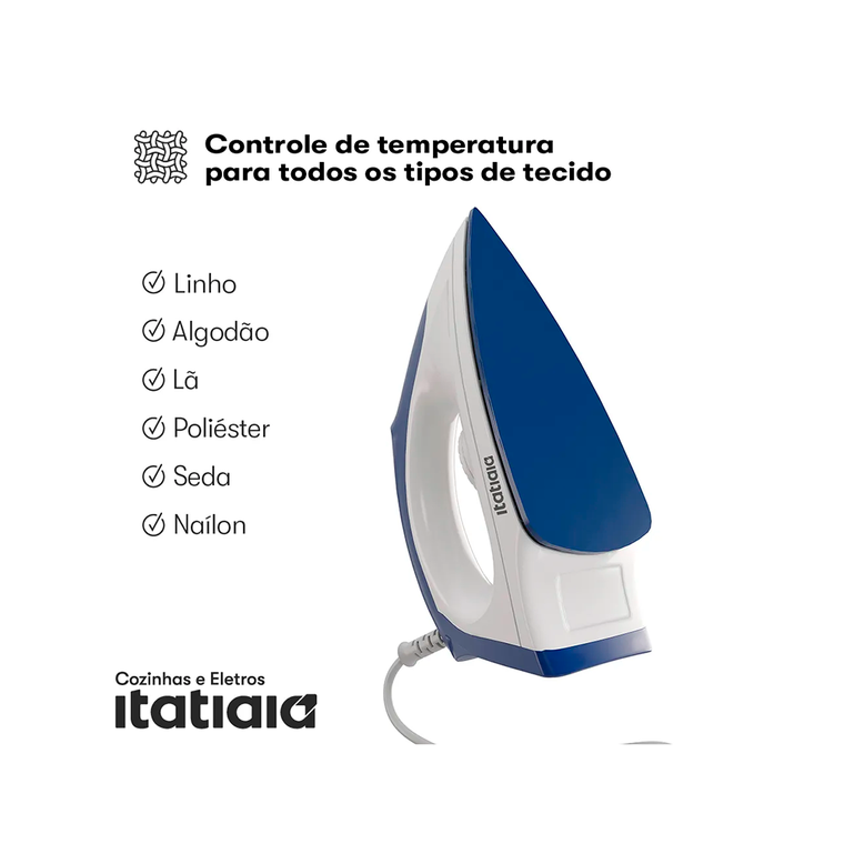 Ferro a seco FSITA2ESSA 220v Branco/Azul Itatiaia