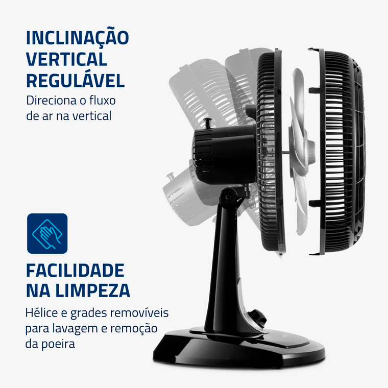 Ventilador 30CM VT-30 Turbo Preto/Prata Mondial