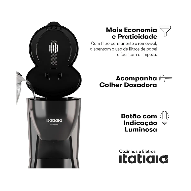 Cafeteira 30 Xícaras CFITA2002 220v Preto/Inox Itatiaia
