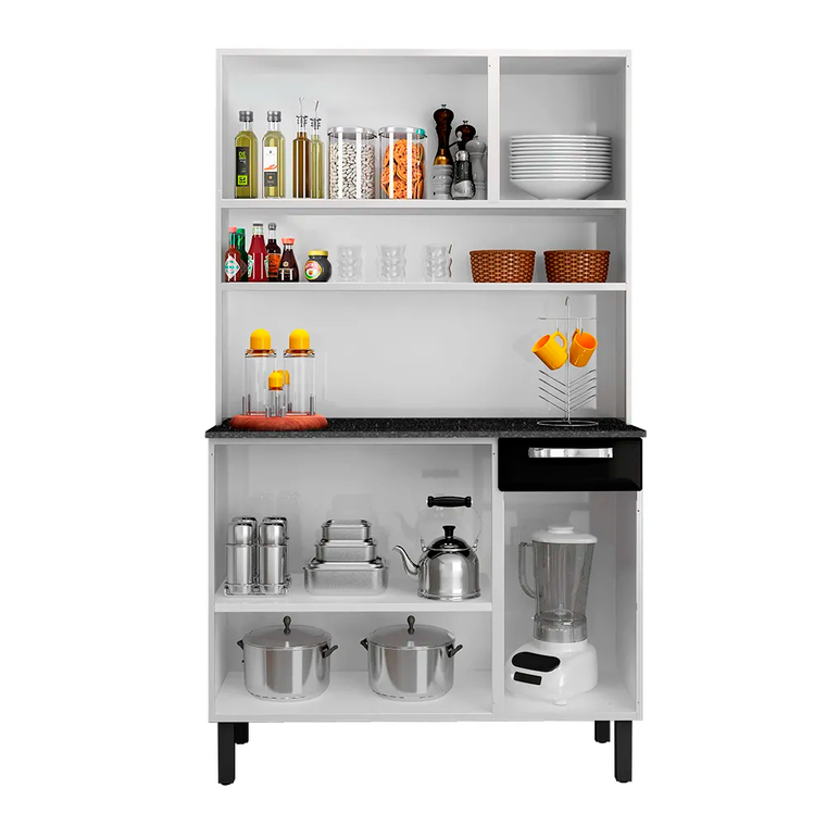 Armário Kit Rose Branco e Preto Itatiaia