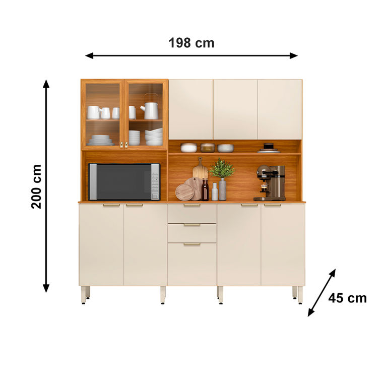 Cozinha Compacta 10 Portas 2 Gavetas Amora Cinamomo/Off White Demobile