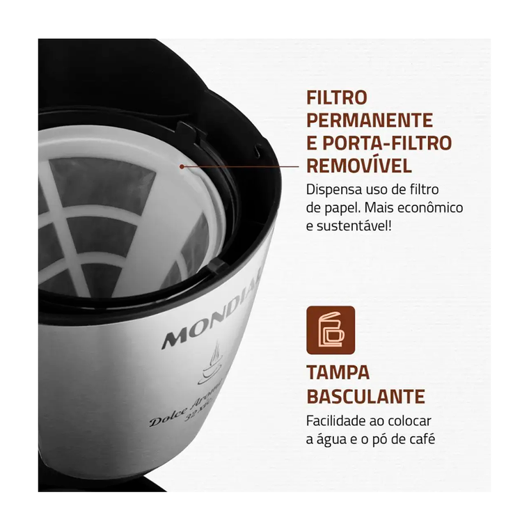 Cafeteira Dolce Arome C-32 32X 800W Preta/Inox Mondial