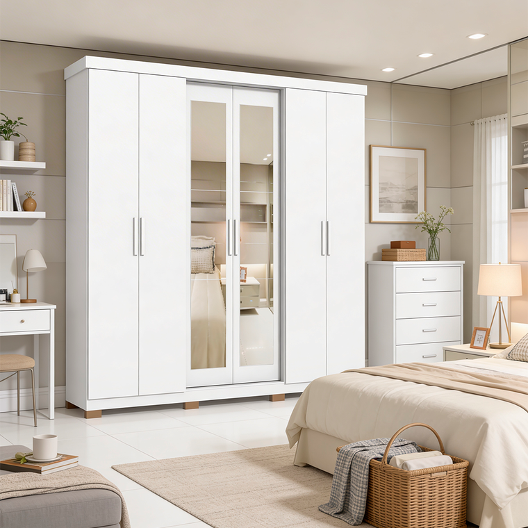 Roupeiro 6 Portas Argos Branco Avelan